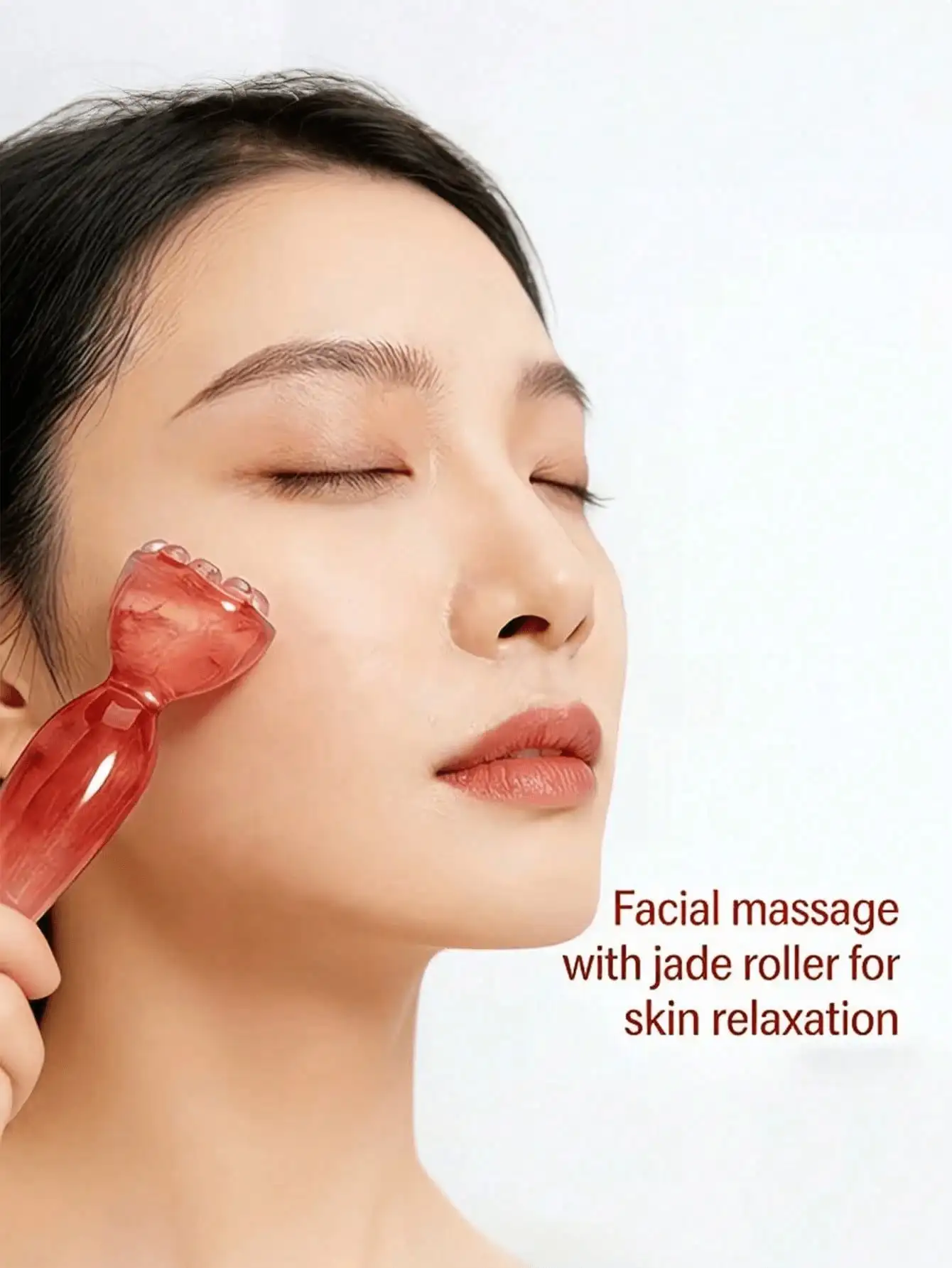 1pc Pink Manual Facial Massage Tool, Suitable For Face, Neck And Body, Daily Skincare Relaxation Beauty Roller