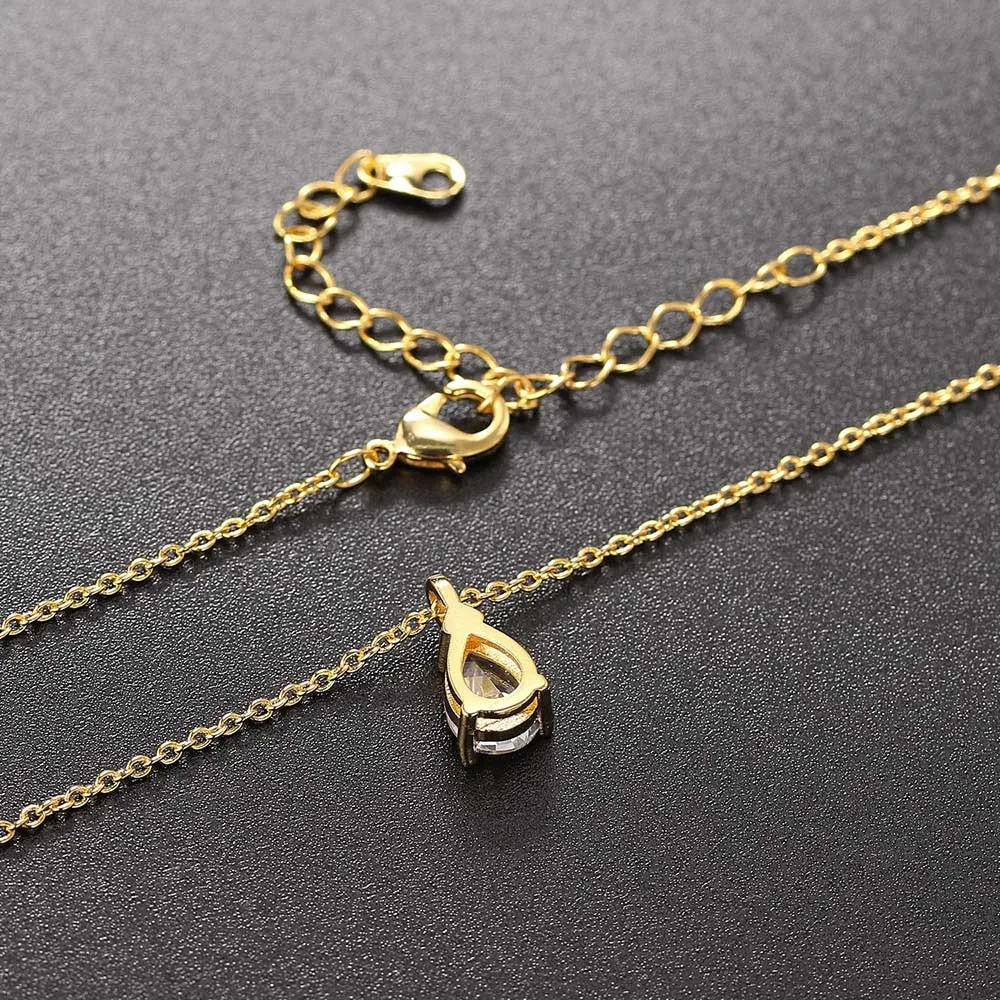Kryształy krople naszyjnik dla kobiet koreański moda złoty geometryczny diamentowy łańcuch Choker na akcesoria na szyję biżuteria N511 — zdjęcie 7