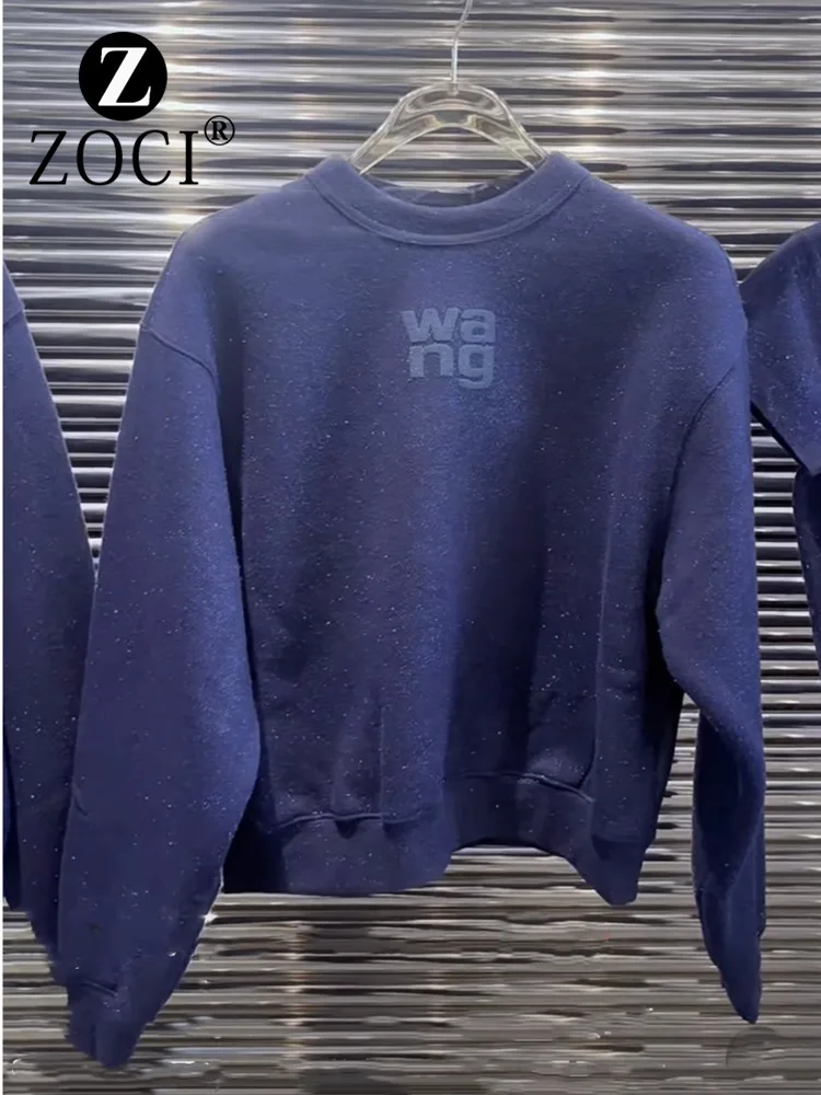 

[ZOCI] Мгновенная доставка точечных товаров Big W Family Blue Galaxy Starry Sky Sparkling Letter Plus Бархатная женская толстовка с круглым вырезом