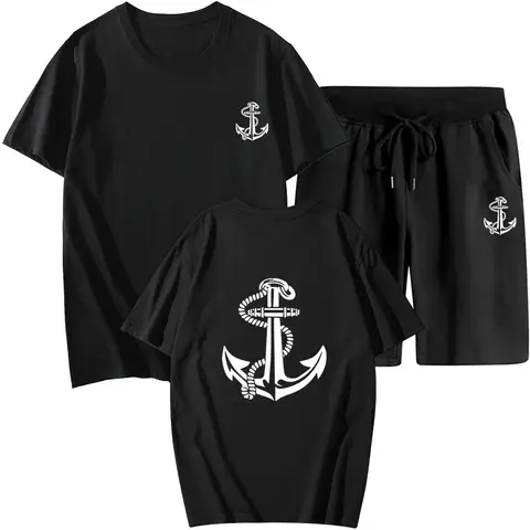 2025 여름 뜨거운 판매 망 티셔츠 Tracksuit 고품질 순수 코튼 탑과 스포츠 Fifthpants 남성 홈 야외 캐주얼 티셔츠 세트