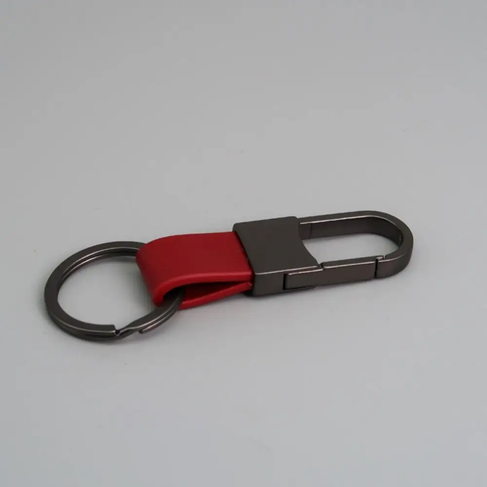 Alloy Leather Fur Keychain Anti-Lost Durable Leather Waist Hanging Key Chain Carabiner Holder Multifunctional