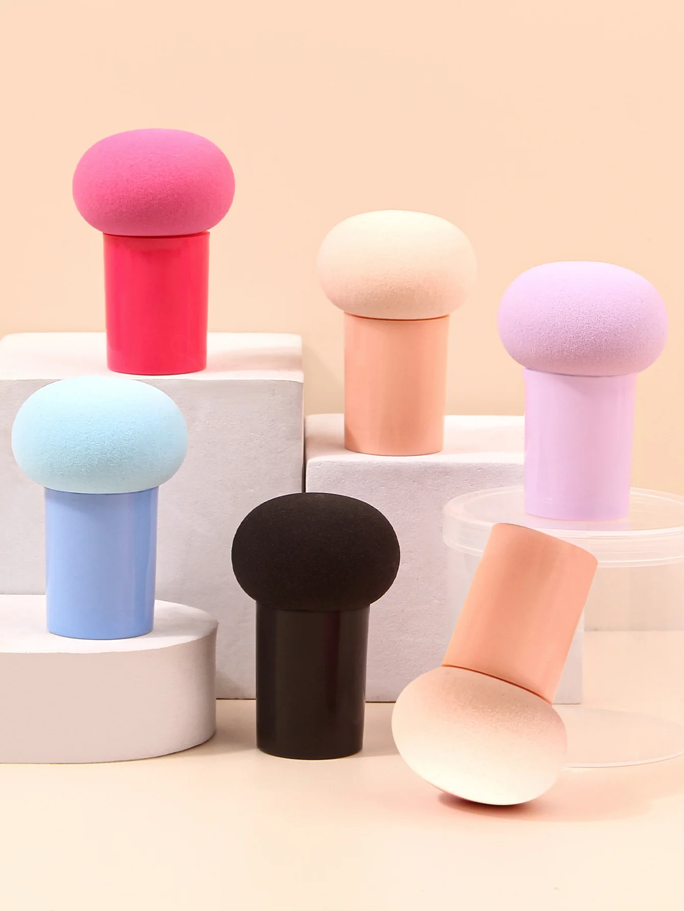 6PCS Lovely Mushroom Head Cosmetic Dual Purpose Soft Powder Puff Blending Foundation Concealer Make Up Sponge