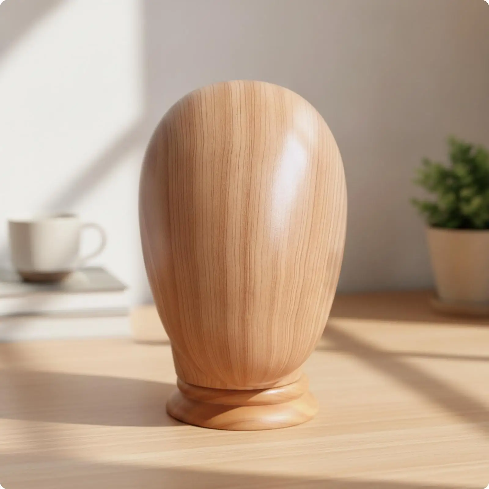 Hairpiece Head with Detachable Wood Stand Tabletop Hat Display Stand Sturdy