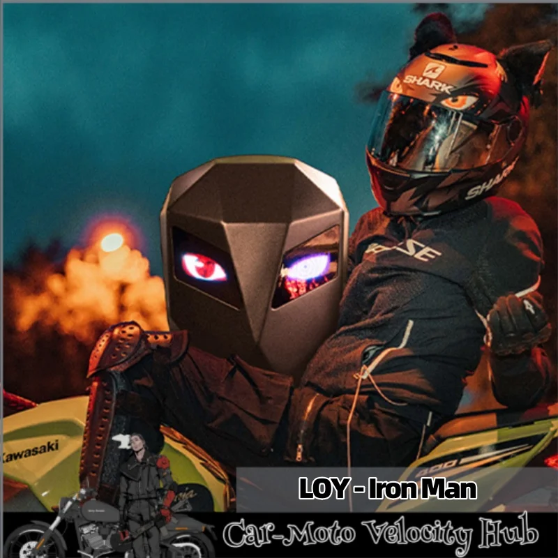 

Loy Led Motorcycle Backpack light Emitting Waterproof Diy 3d Layered Design Motorcycle Riding Helmet Backpack For Men Women