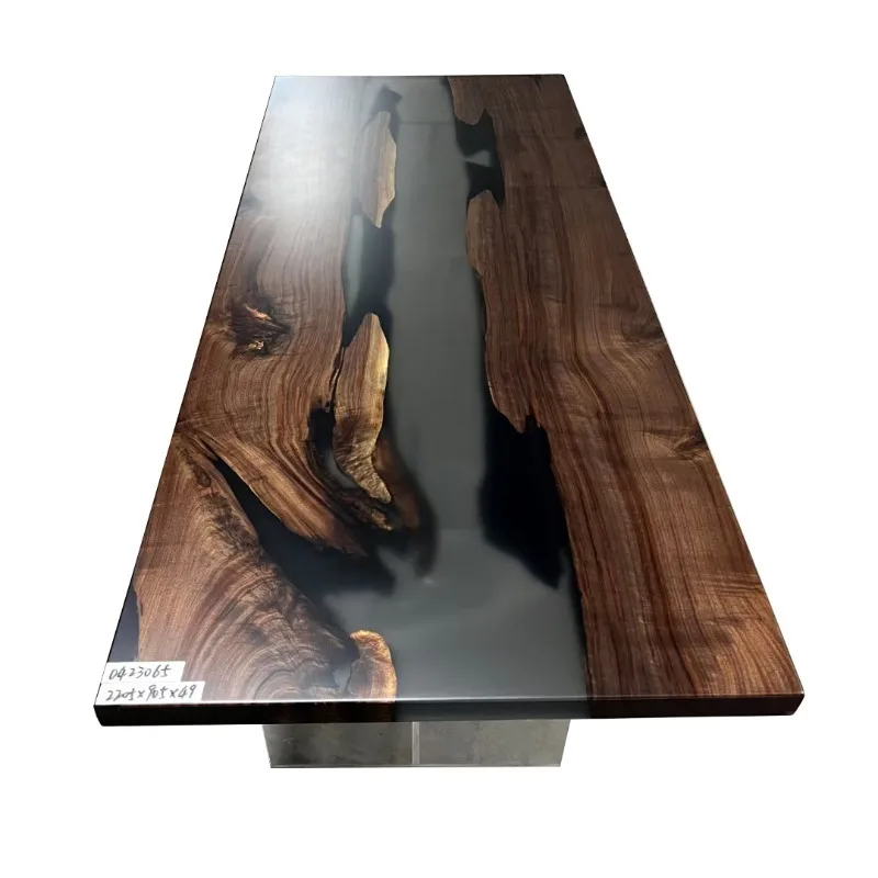 Luxury texture mountain river rectangular design epoxy table high sense