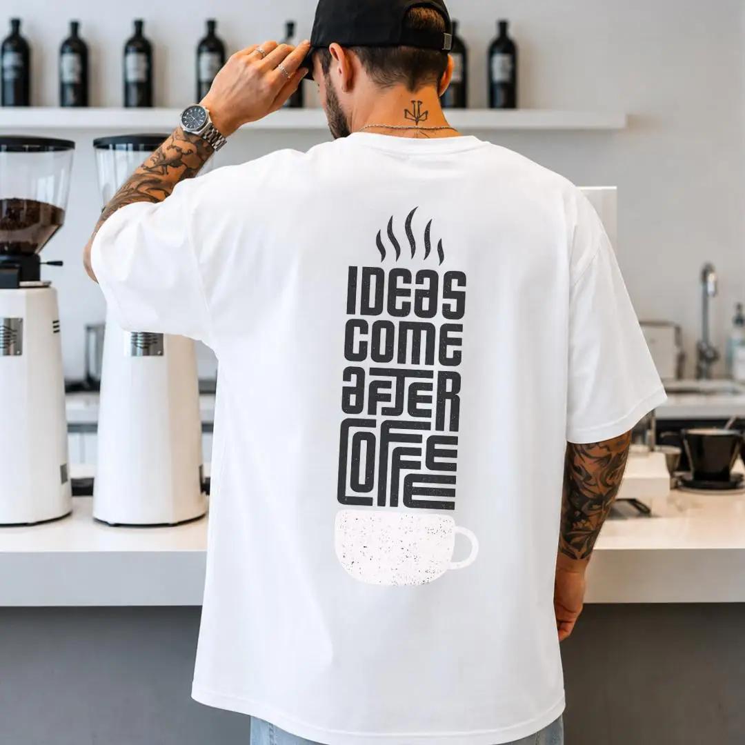 Ideas Come After Coffee Shirt, Coff Ee, Coffee Lover Tee, Summer Shirte, Espresso Summer Men's T-shirt, Fashionable Trend,