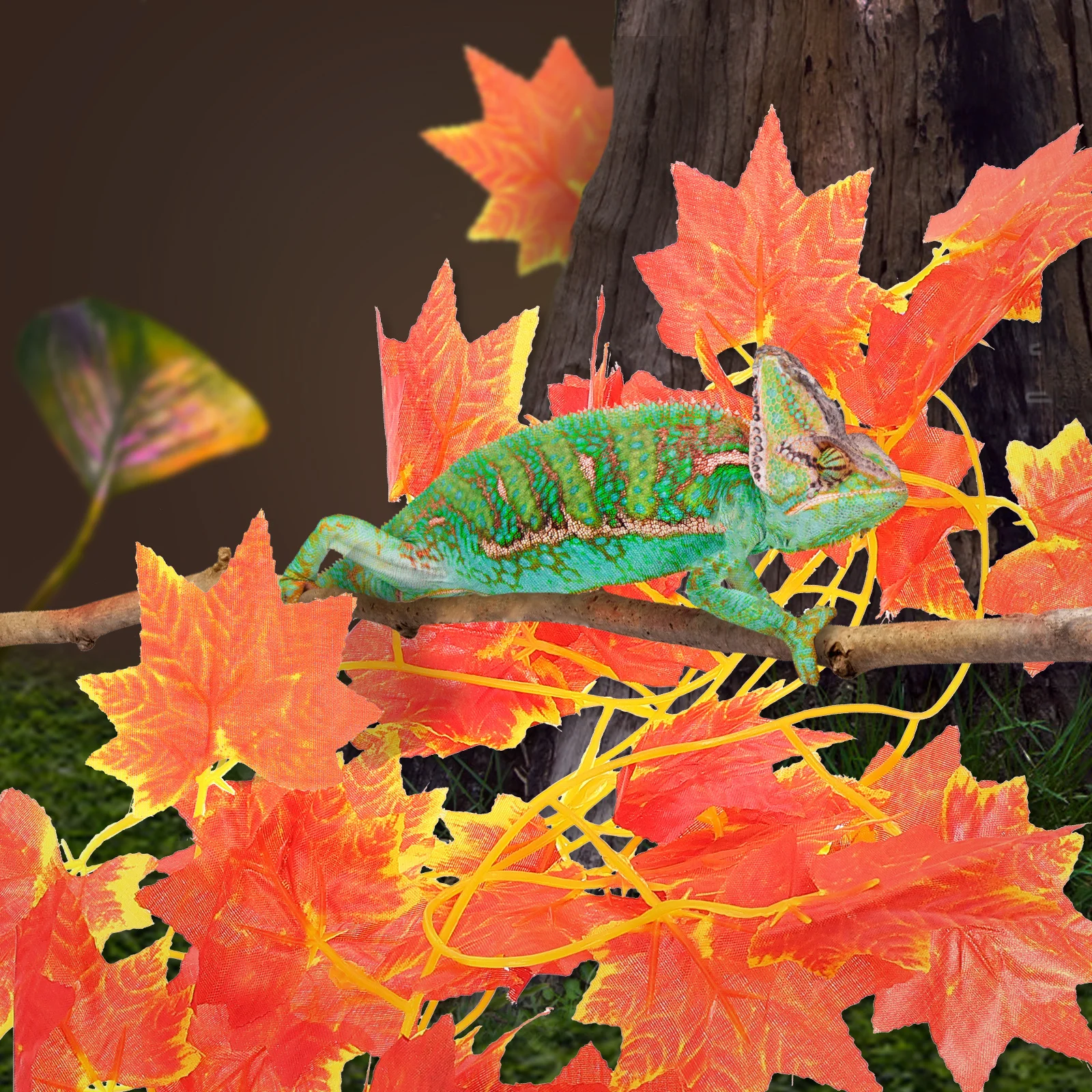 

Simulated Vine Plant Reptile Terrarium Decor Clear Texture Bright Color Safe Durable Long Lasting Easy Install Suction Cup Fish