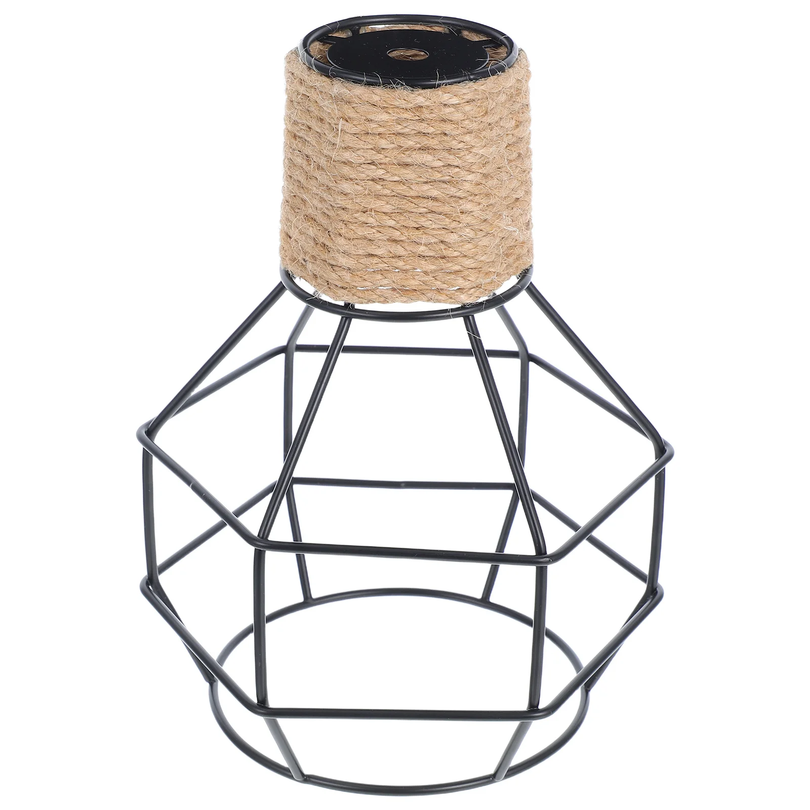 

Metal Lamp Shade Industrial Vintage Iron Wire Cage For Hanging Pendant Ceiling Light Jute Wrapped Bulb Guard Decorative