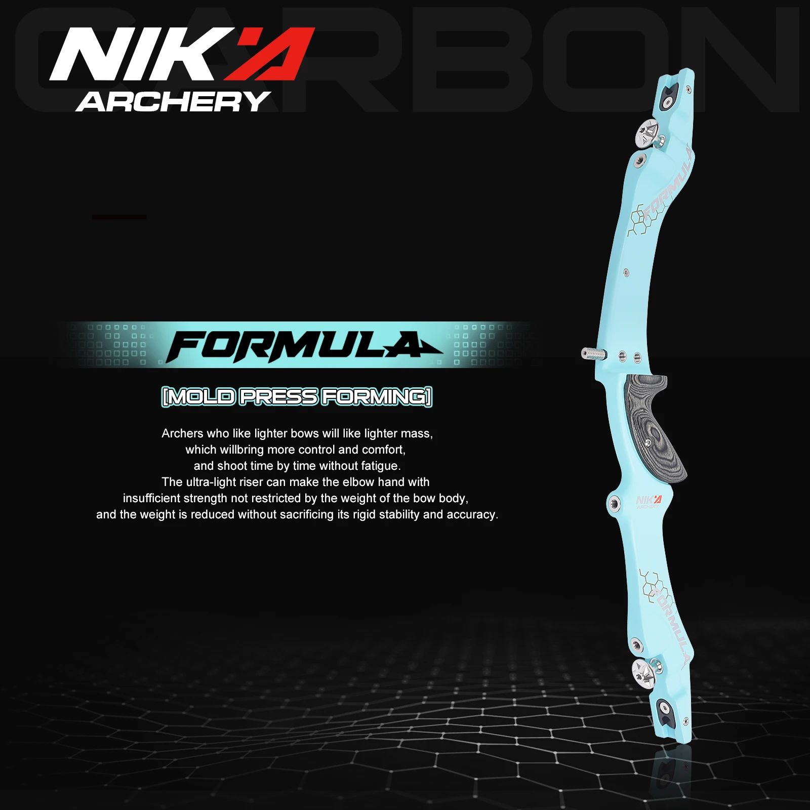 

25" 100% Pure Carbon Fiber Riser ILF Recurve Bow Handle For RH Traditional Take Down Bows ILF ET-9 Riser Matte Surface