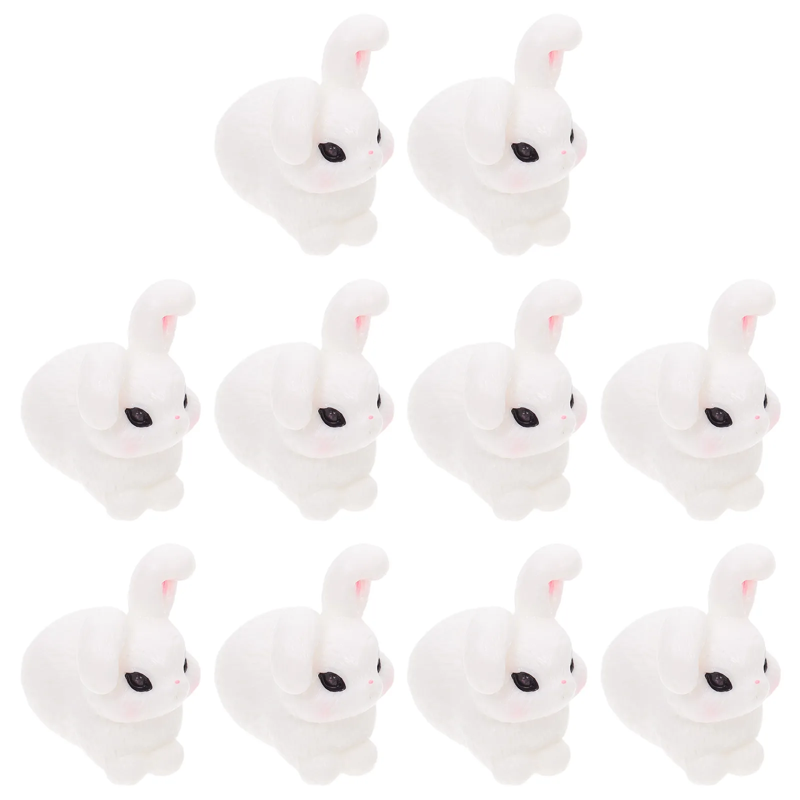 

10 Pcs Mini Bunny Ornament Desktop Rabbit Decor Trinkets Decorative Artware Cake Toppers Friends Souvenir Resin
