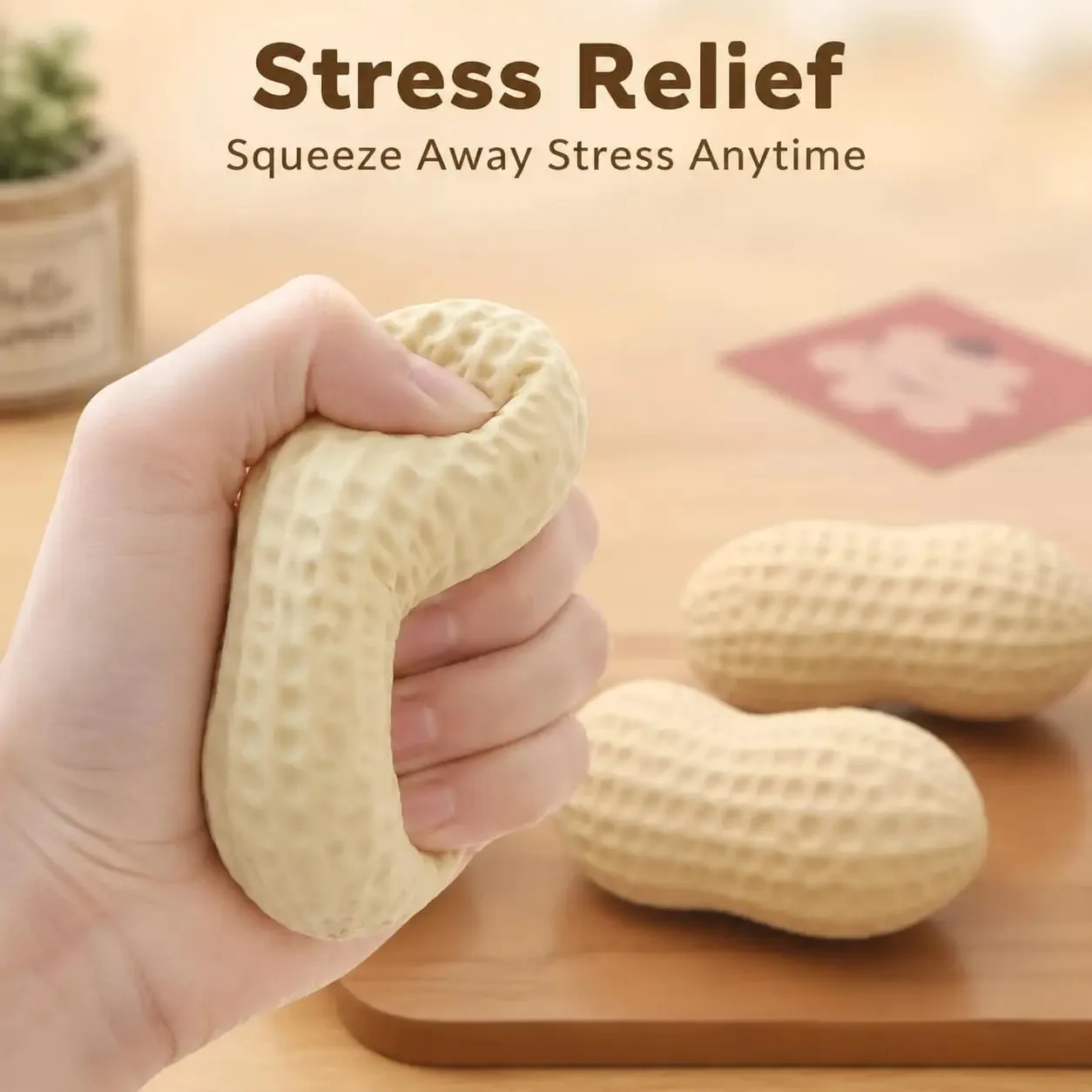 Squishy Peanut Stress Ball Squeeze Toy No Rebound Buttery-Soft Feel Fidget Toy ASMR Sensory Anti Stress Toys for Adults