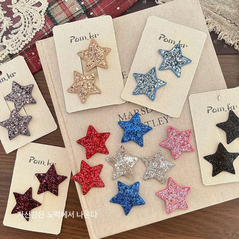 

Sweet Children's Cute Glittering Pentagram Love Fashion Hair Clip Sparkle Star Shattered Hair Clip for Girls Hair Accessories