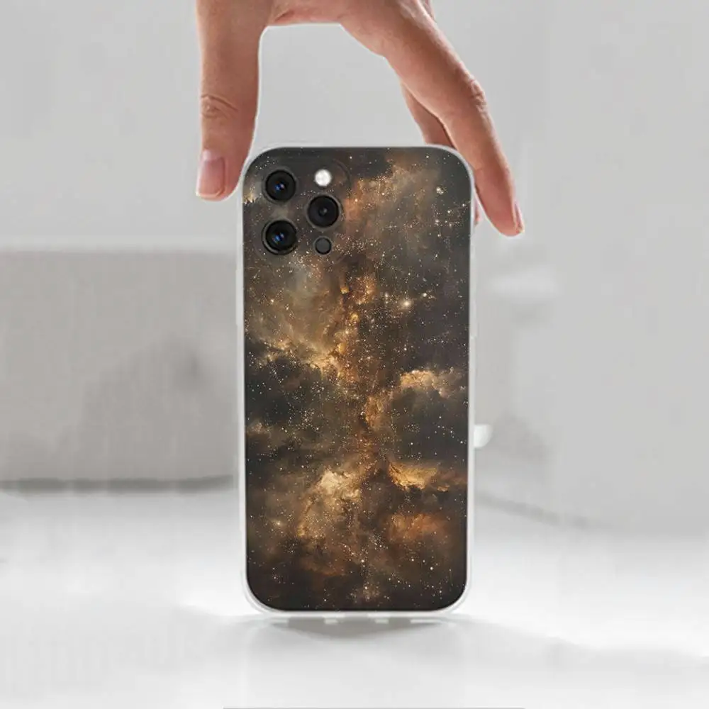 Universe Space Galaxyเคสโทรศัพท์สําหรับiPhone 16,15,14,13,12,11 Plus,Pro,Max,XR,XS,X,7,8 Plus,SE,Mini,โปร่งใส,เคสซิลิโคน