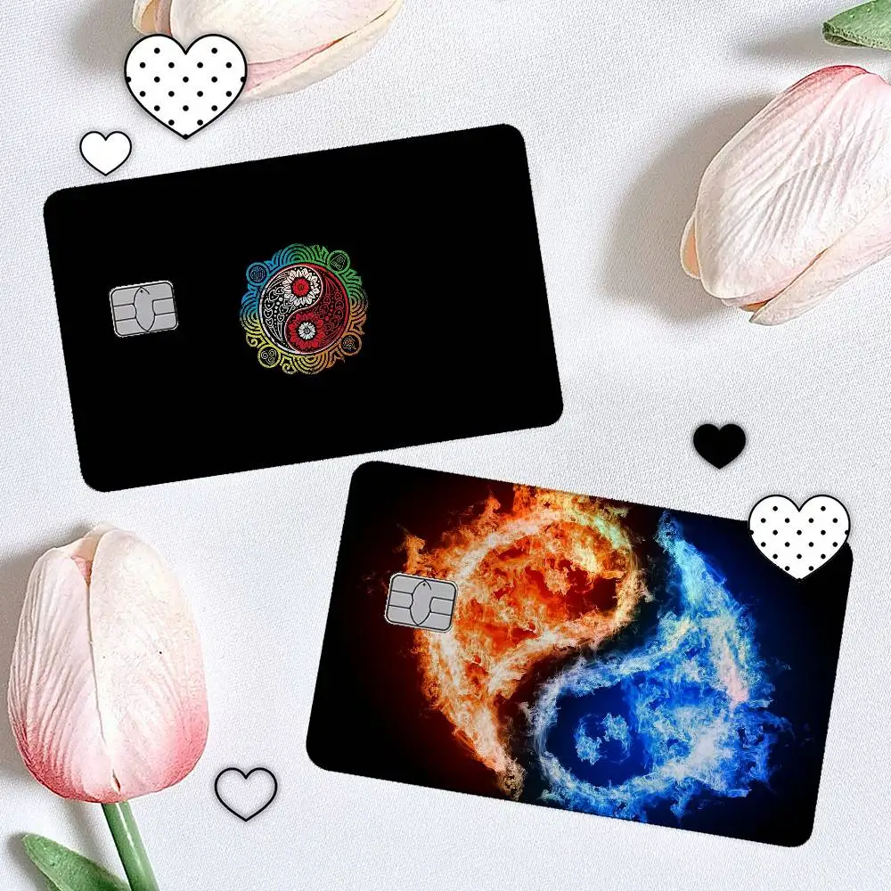 Modern Chinese Koi Tai Chi Yin Yang 4Pcs/Set Holographic Laser Credit Card Stickers Iridescent Waterproo Fits All Standard Bank