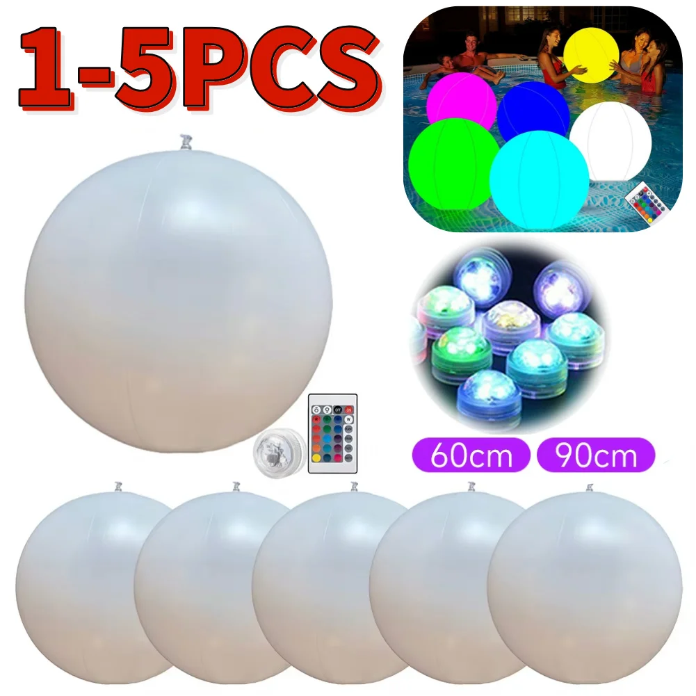 Garden Luminous LED Ball 16 Colors LED Glowing Balloon Swimming Pool Luminous Inflatable Balloon Beach Wedding Party Decoration