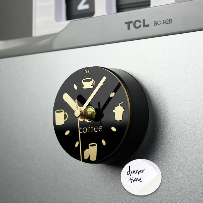 Etiqueta engomada magnética creativa del reloj del refrigerador de la vajilla del café del tiempo libre, etiqueta engomada del mensaje del reloj de pared del reloj