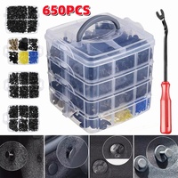 650pcs Car Plastic Fastener Clips Set with Box Mixed Auto Body Push Retainer Pin Rivet Bumper Door Trim Panel Fastener Clip Kit