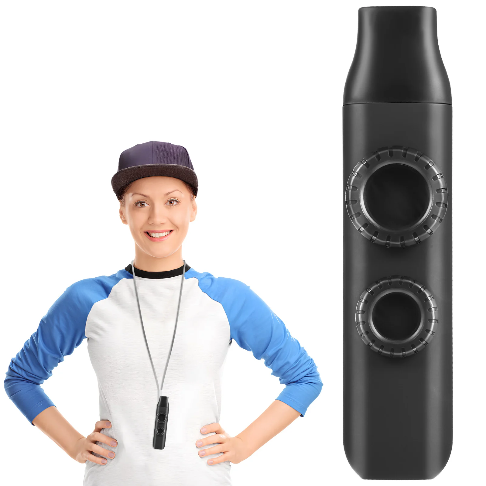 

Kazoo Musical Instrument Double Hole Design for Easy Sound Adjustment with Replaceable Round Membranes and Neck Lanyard Portable