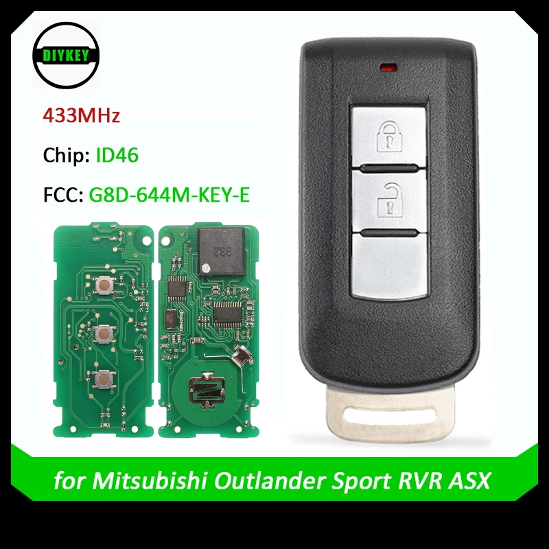 

DIYKEY Smart Remote Key 2 Button 433Mhz PCF7952 for Mitsubishi Outlander Sport RVR ASX FCC: G8D-644M-KEY-E