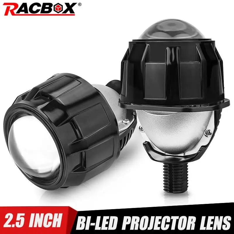 Black Shroud 2.5 inch Bi-LED Projector Lens 12V Car White Headlight H4 H7 9005 9006 Adapter LED Head Light Lens Left Hand Drive