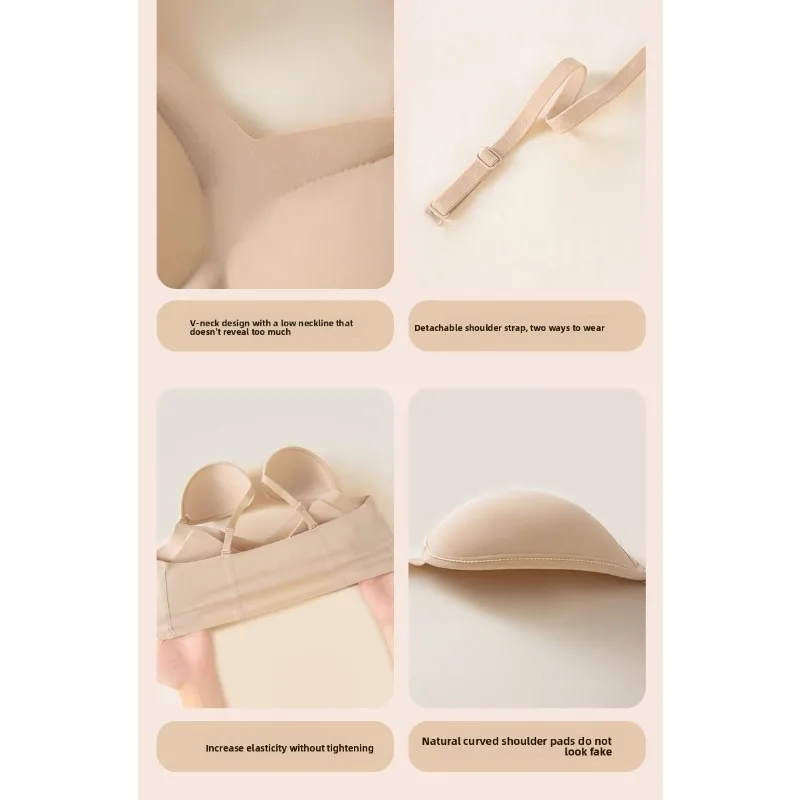 Sem costura sem fio push up sutiã pequeno suporte de levantamento de peito anti flacidez confortável t camisa sutiãs alisamento lateral sem underwire wear