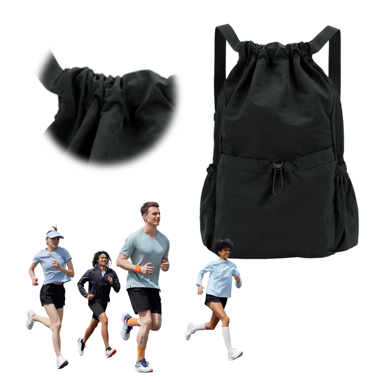 Travel Drawstring Backpack Lightweight Foldable String Bag Large Capacity Cinch Bag Waterproof for Men Women Sports Gym Travel