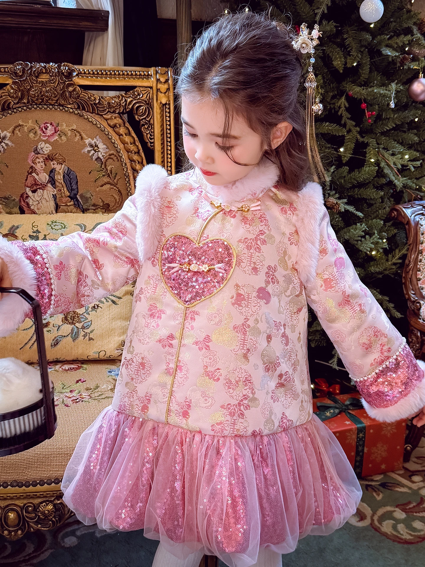 mimihello-princ-sle-children's-dr-winter-thiened-cotton-girl's-traditional-chinese-new-year-outfit