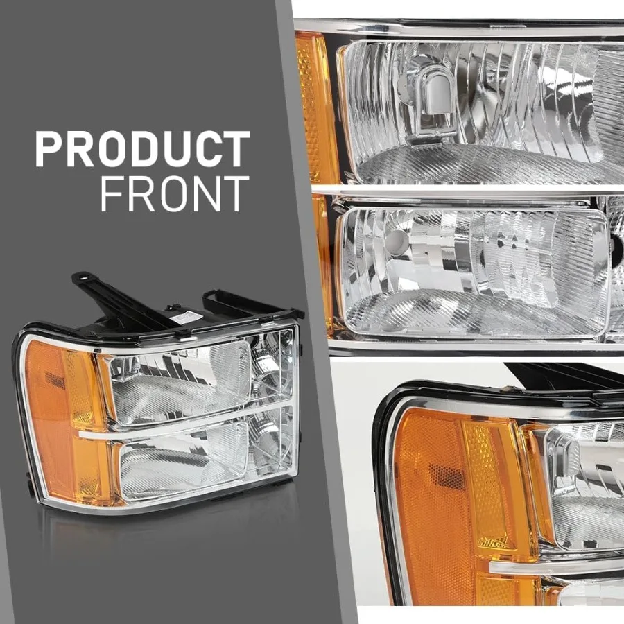 كشافات أمامية تجميع المصابيح الأمامية متوافقة مع المصباح الأمامي الكريستالي 20072013 GMC Sierra 1500 2500HD 3500HD مع عدسة شفافة و #5