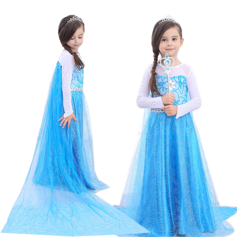 Elsa Dress for Girls Snow Queen Anna Dress Cosplay Elsa Costume Birthday Party Children Kids Carnival Girl Frozen Costume 3-10Y