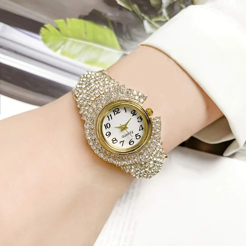 Elegant Full Rhinestone Women Watches Fashion Bracelet Bangle Ladies Quartz Wristwatch Reloj Mujer image 4