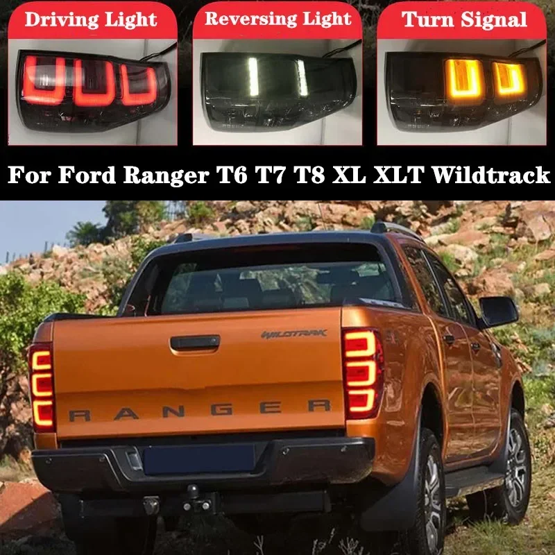 For Ford Ranger T6 T7 T8 XL XLT Wildtrack Accessories Car Led Taillights Tail  Lamps Witheled Led Brake Turn Signal Lightting
