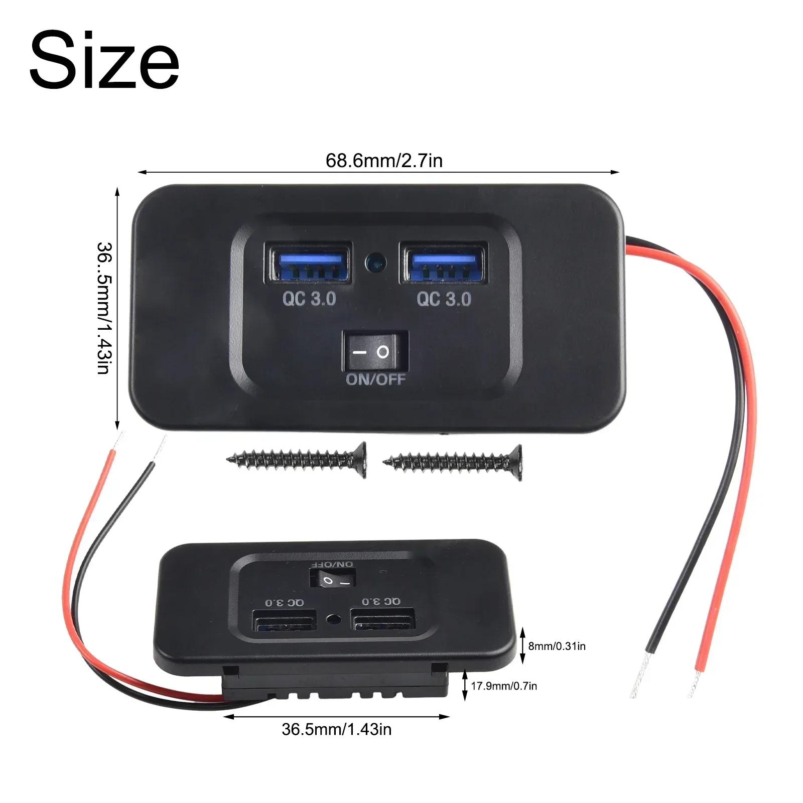 Panel Mount Car Charger Socket with Fast Charging QC 3 0 Dual USB Ports 12V24V Power Outlet High Speed Charging