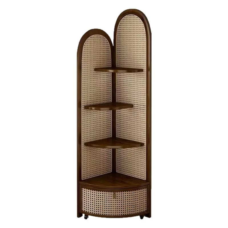 

Medieval Display Cabinet Nanzhu Corner Cabinet Living Room Sofa Side Turn Three Walls Corner Shelf