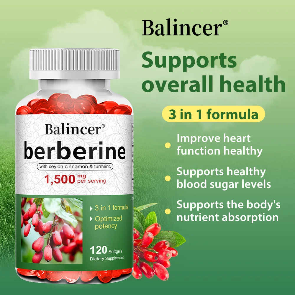 Berberine HCl & Ceylon Cinnamon Capsules 1500mg, Support Immune Function, Digestive Cardiovascular & Liver Wellness