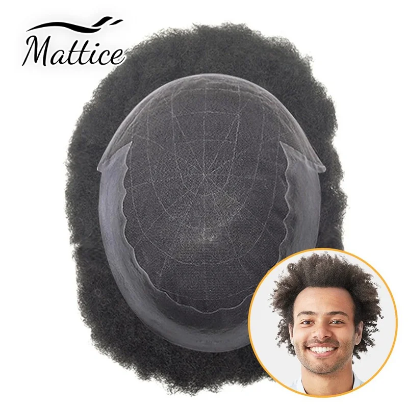 

Afro Male Hair Prosthesis Q6 Curly Hair Toupee For Men Lace&PU Base Curly Hair System Unit Toupee Wig For Men Durable Men's Wigs