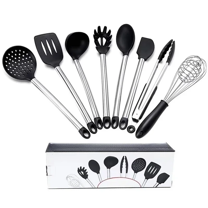 

Silicone Home Food Appliances Tool Set Stainless Steel Bracket Kitchen Accessories Set
