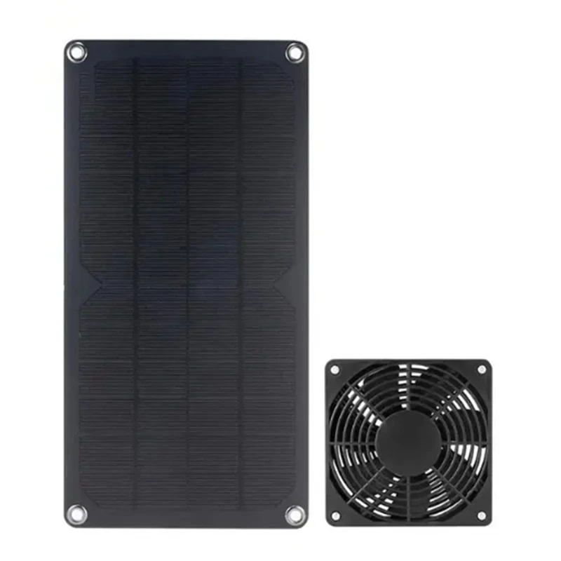 10W Monocrystalline Solar Panel DC5521 Output Charge 12V Battery PV Plate Pet Exhaust Fan Chicken Dog Solar Fan Set Kit