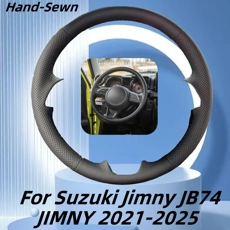 

Car Steering Wheel Cover Hand-Sewn Microfiber Leather For Suzuki Jimny JB74 JIMNY 2021-2025 Car Interior Accessories