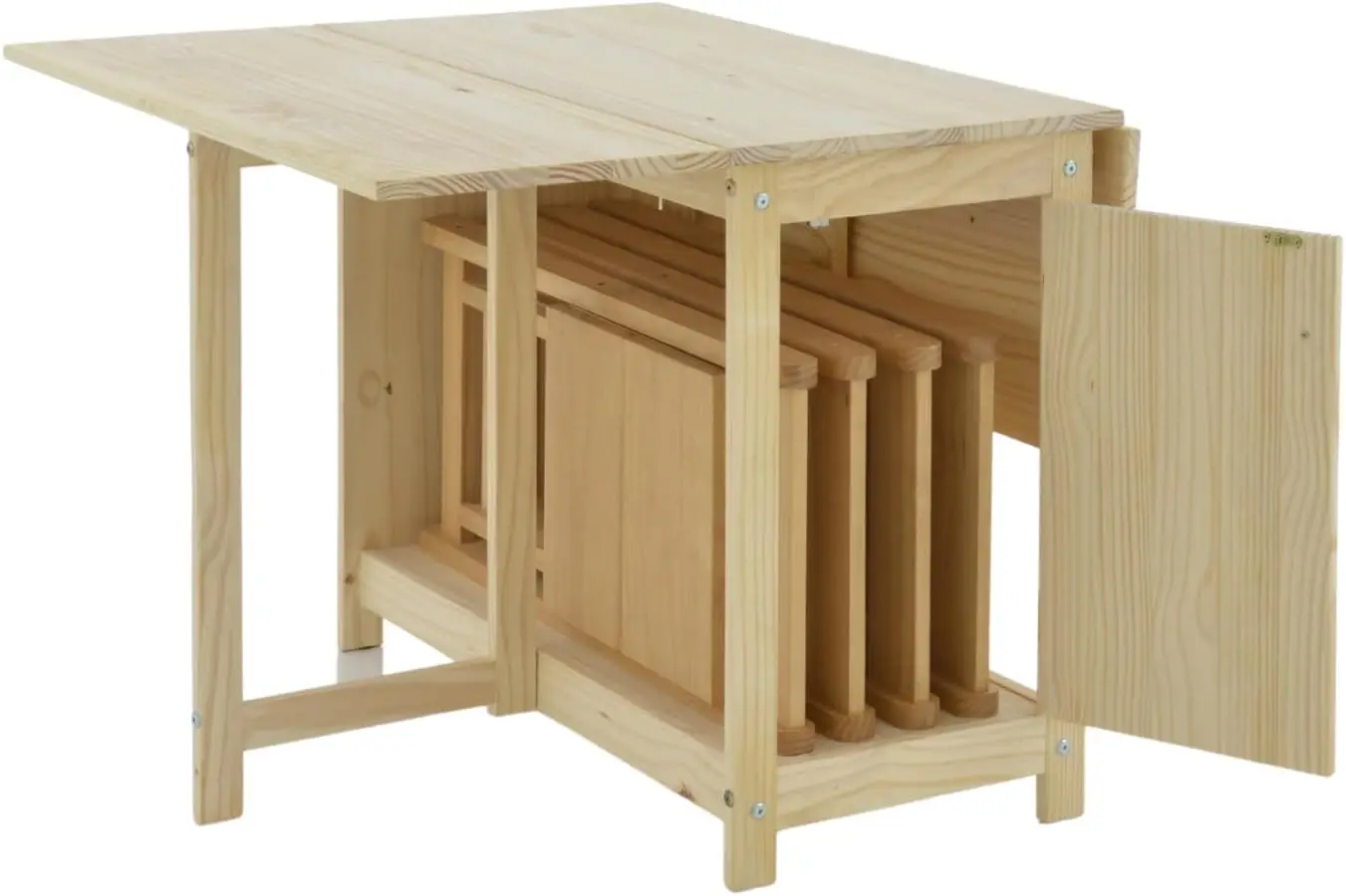 Massief Houten Opvouwbare Eettafel En Stoelset Met Opbergbare Eettafel, Kleine Bladkeukentafel, Perfect Voor