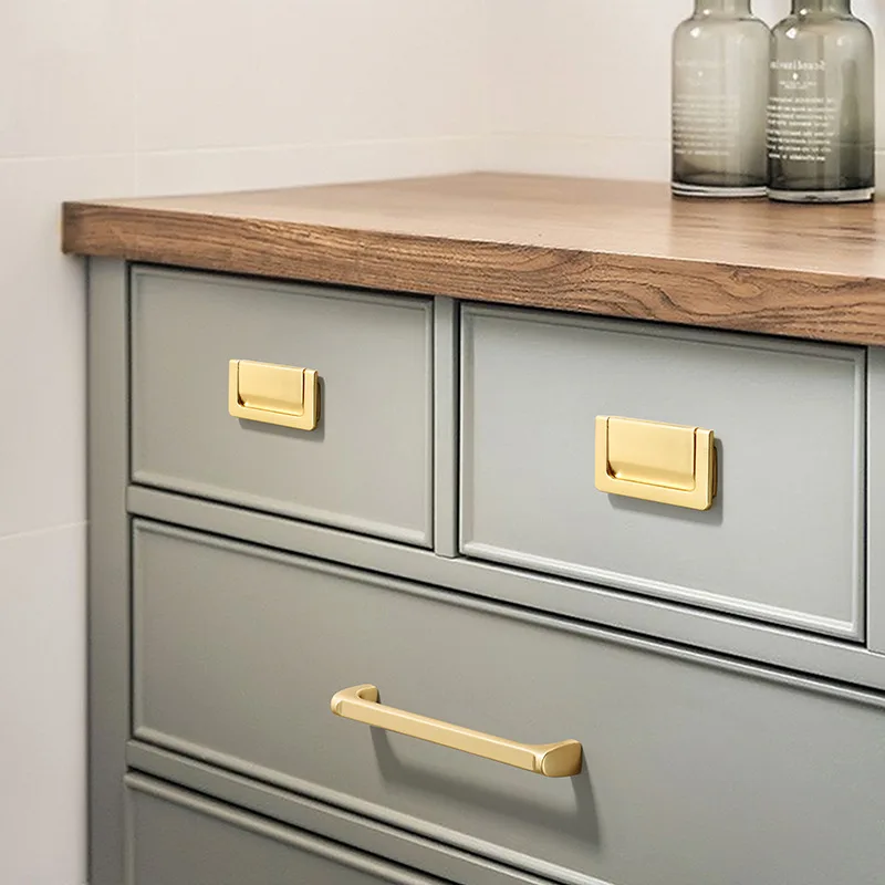 

Modern Minimalist Zinc Alloy Cabinet Handle Gold Extended Drawer Pull for Wardrobe Closet