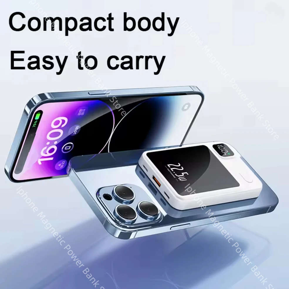 50000mAh Ultra Slim Power Bank for MagSafe,Magnetic Wireless 20W Fast Charging Portable Battery For iPhone Samsung Xiaomi iWatch