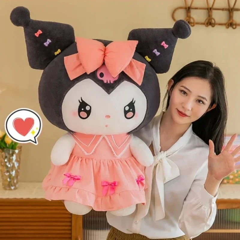 

80CM Big Size Sanrio Plush Doll Kuromi My Melody Cartoon Plushies Kawaii Bow Princess Children's Stuffed Animal Christmas Gift