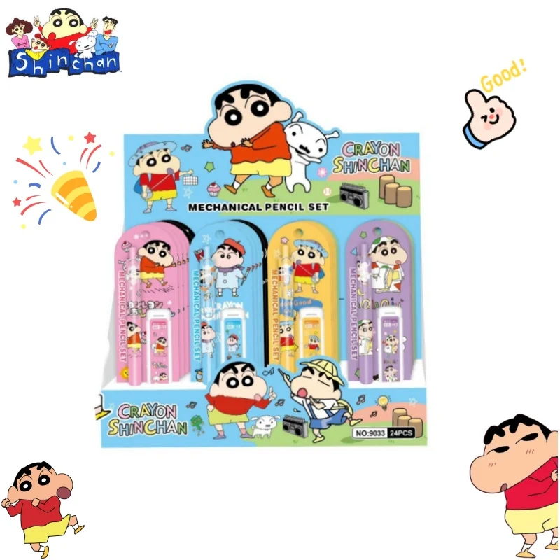 Crayon Shin-chan 2-in-1 Automatic Pencil Set No-Sharpener Sketching Click Pencil Cartoon Automatic Pencil