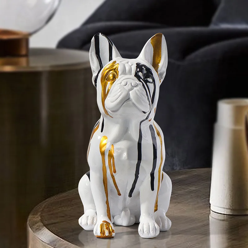 

Bulldog Sculpture Home Decoration Modern Collectibles Doll Art Dog Statue Bulldog Doll Resin Crafts Desktop Decoration