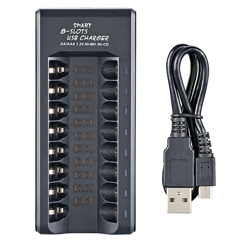 1.2V 8 Slots Independent Fast Charging USB Electric Battery Charger for AA/AAA Ni-MH/Ni-Cd Rechargeable