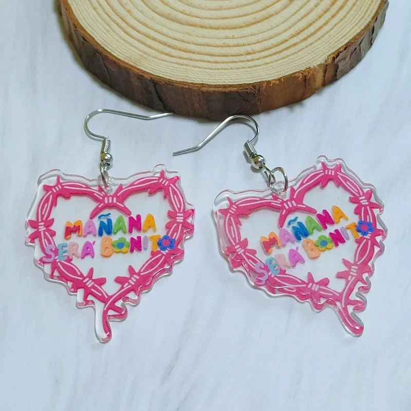 Pendientes colgantes de acero inoxidable Manana Sera Bonito, cantante Pop Karol G, pendientes de álbum para fiesta, joyería Y2K, regalos de colección para seguidores