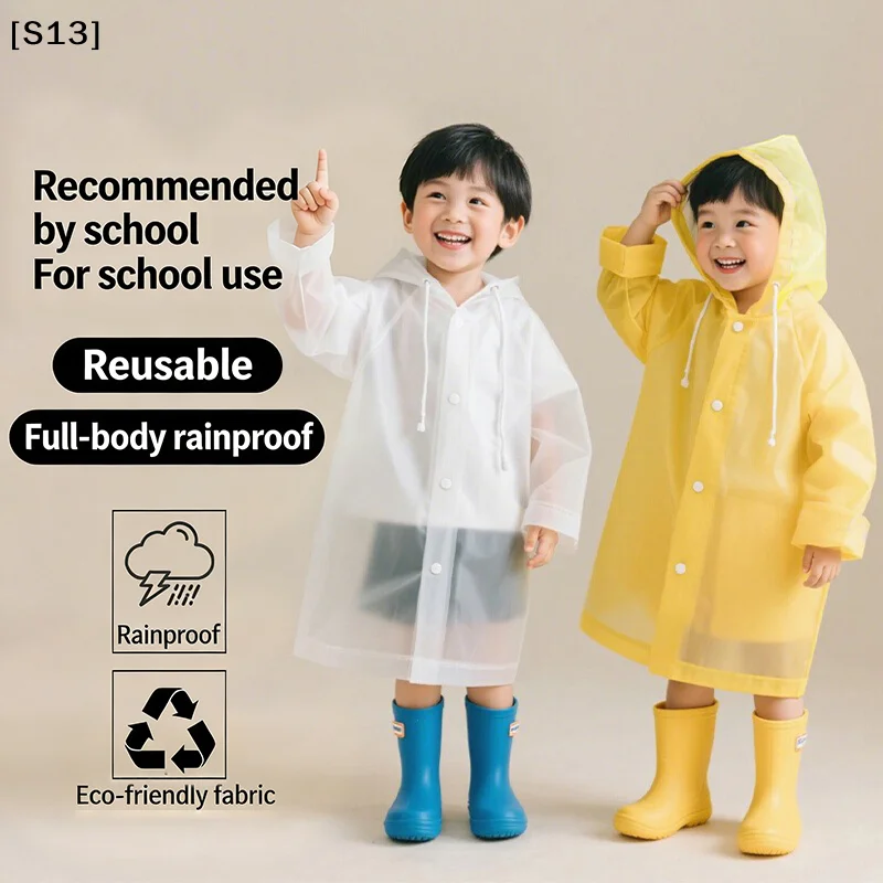 Disposable Children's Raincoat Extended Onesie Suitable For Children To Carry School Bags Long Rain Poncho[Q]Q@