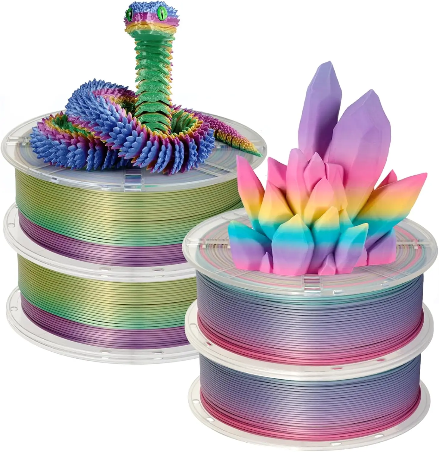 

Rainbow Silk PLA 4KG 3D Printer Filament Bundle 1.75mm ±0.02mm, Fast Color Changing, Fit Most FDM Printers