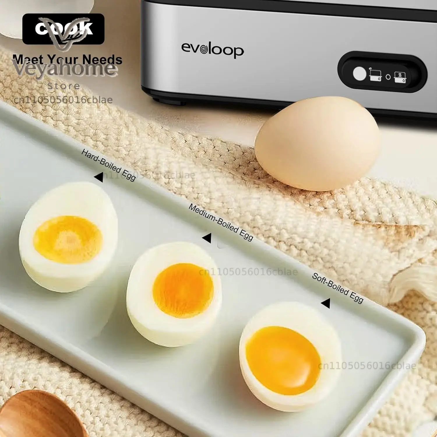 Evoloop Rapid Egg Cooker Electric 6 Eggs Capacity, Soft, Medium, Hard Boiled, Poacher, Omelet Maker Egg Poacher