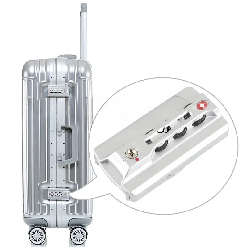 TSA007 Luggage Suitcase Aluminum Frame Combination Lock Pull Rod Travel Suitcase High-quality Snap-on Lock